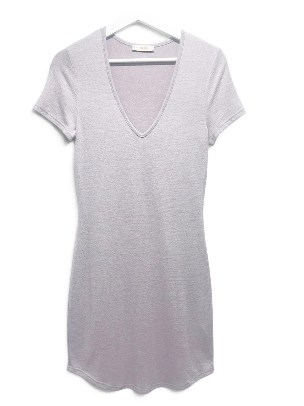 Aritzia Golden Light Lavender V-Neck Short Sleeve Knit Dress Size M